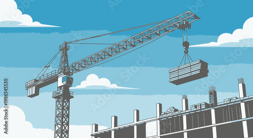 Large Metal Construction Crane Machine.