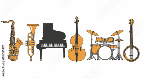 Musical Instruments Orchestra Lineup Display.