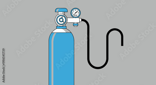 Blue Oxygen Gas Cylinder Tank.