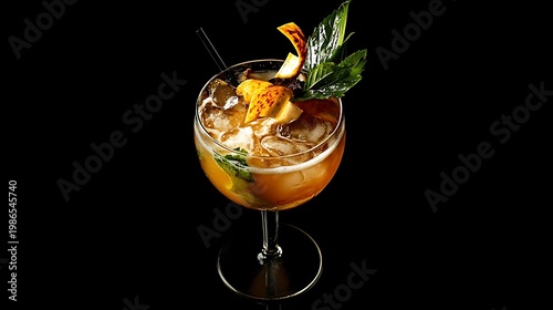 Tropical coconut cocktail with exotic garnish
