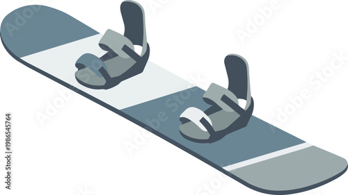 Snowboard With Bindings Graphic Illustration.