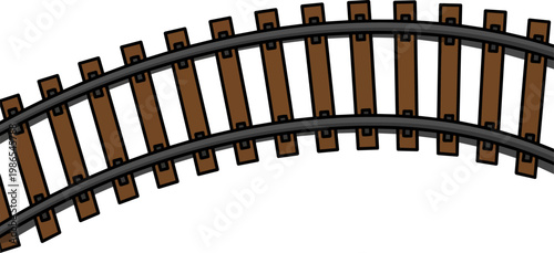 Curved Railway Tracks With Wooden Sleepers.