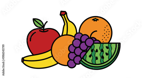 Colorful illustration of fresh fruit.