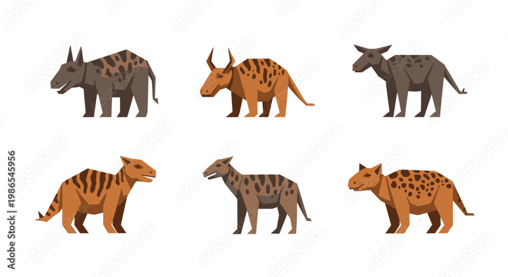 Fototapeta premium Group of Different Extinct Mammals Standing.