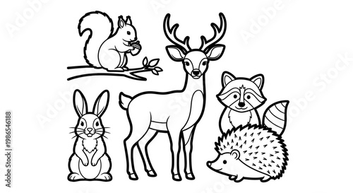Wild forest animals in a group.