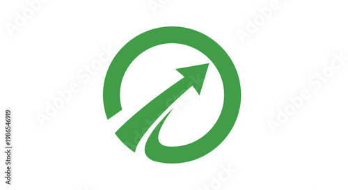 Green circular logo with an upward-pointing arrow symbolizing growth, progress, and forward movement on a clean white background.