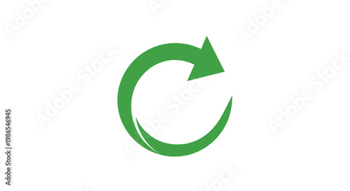 A vibrant green circular arrow icon symbolizing refresh, reload, recycle, or continuous process on a clean white background.