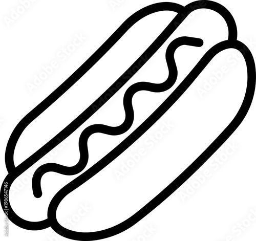 Hot dog in bun illustration.
