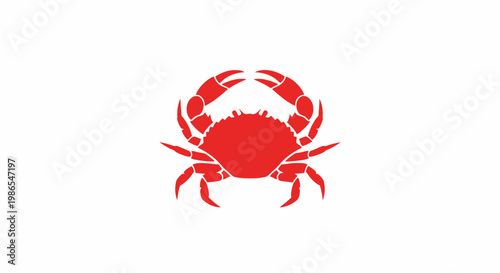 Crab Symbol on White: An eye-catching depiction of a crab in bold red, centered against a clean white backdrop, symbolizing summer, seafood, or coastal lifestyle. 