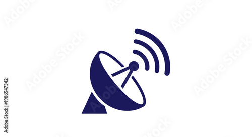 Signal of Satellite Dish: A crisp, minimalist illustration of a satellite dish, emanating signals, against a clean backdrop. Perfectly suited for concepts related to communication, broadcasting.