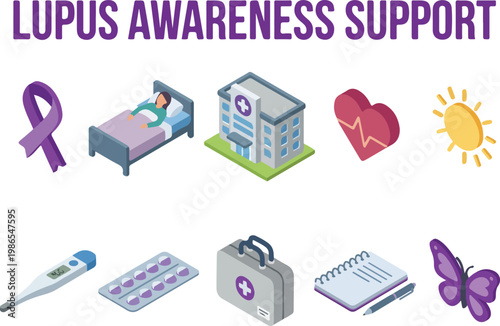 Lupus Awareness Support Vector Icons for Health Education and Medical Resources