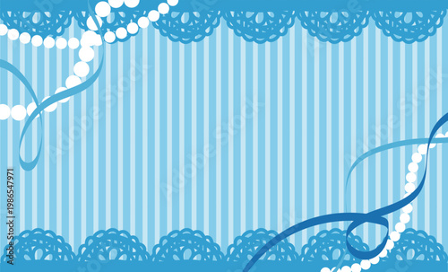 Princess-style girly light blue background with lace, pearls, and ribbons