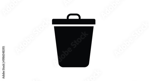 Simple black trash can icon on a white background