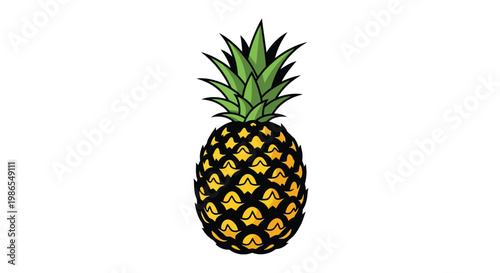 A colorful illustration of a ripe pineapple with detailed texture