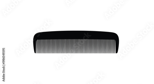 A simple black hair comb isolated on a plain white background