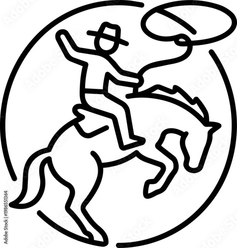 Cowboy on horseback roping scene.