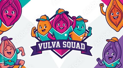 Vulva Squad Cartoon Empowered Women Group Banner.