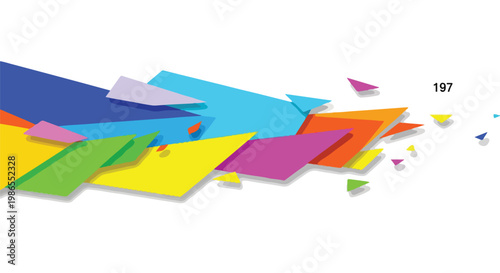 A colorful abstract composition of layered polygons