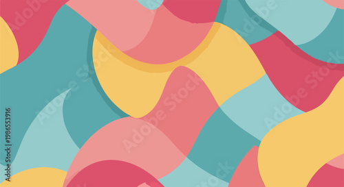 A colorful abstract composition with wavy shapes