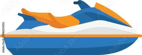 Blue Orange Speedboat On Water.