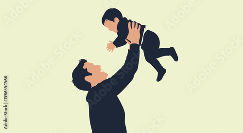 Father lifting child emotional moment illustration.
