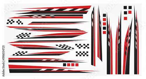 Set of racing stripes and decals for vehicles.