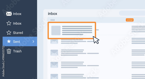 Email Inbox: A user-friendly digital interface showcasing a clean, organized email inbox, with a clear focus on efficient communication and information management.