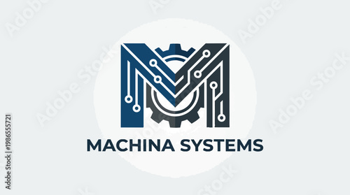 Machina Systems Logo Circuit Design Emblem.