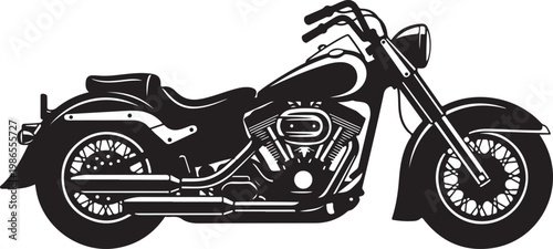 Black motorcycle vector, bike silhouette, chopper illustration, motorcycle icon