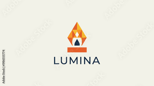 Lumina brand logo with geometric flame design.