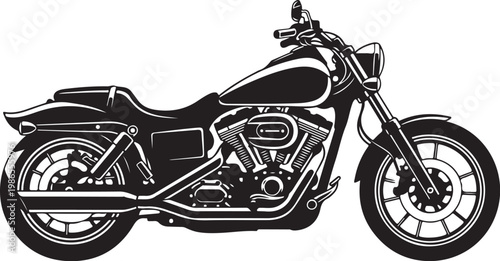 Black motorcycle vector, chopper bike illustration, motorcycle silhouette, vehicle icon