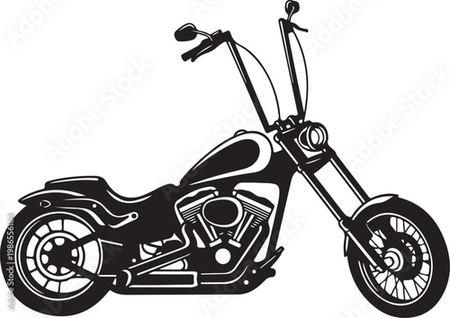 Black motorcycle vector, chopper bike illustration, custom bike design, motorcycle silhouette