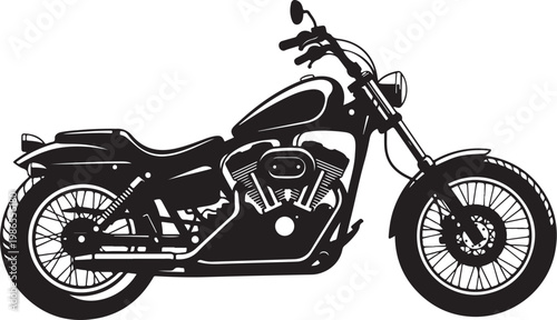 Black motorcycle vector, bike silhouette, motorcycle illustration, chopper design