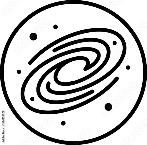 Minimal Black White Galaxy Icon With Spiral Nebula.