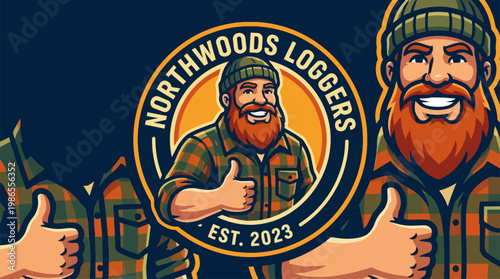 Lumberjack Logo Emblem Showcasing Bearded Worker.