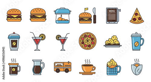 Food and drink icons collection.