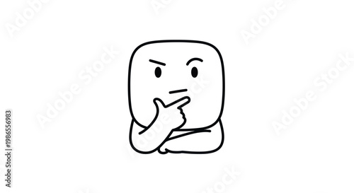 Thinking face with hand on chin.