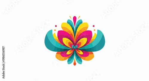 A colorful abstract flower-like design with petals