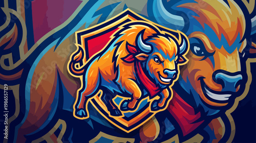 Vibrant Bull Mascot Graffiti Artwork Close Up.