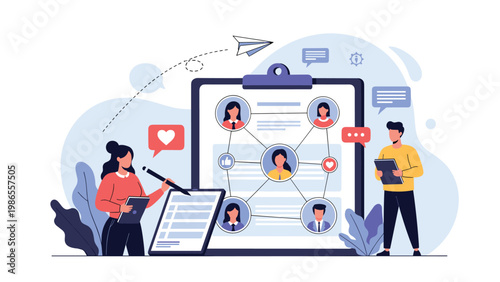 Professional network management involves connecting various team members through organized digital platforms and profiles.