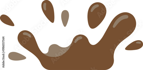 Brown liquid splash with droplets in motion.