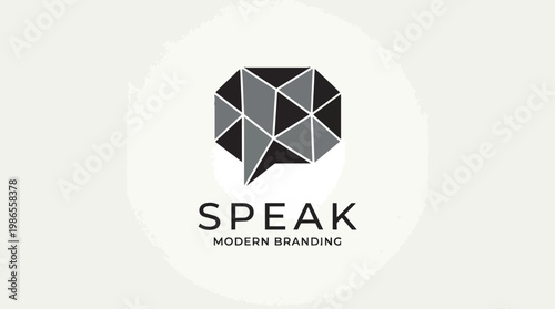Geometric speech bubble logo design showcase.