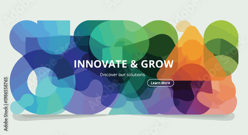 A colorful abstract graphic with text