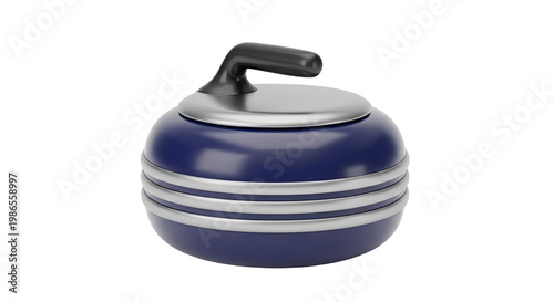 3D Rendering of a Blue Curling Stone