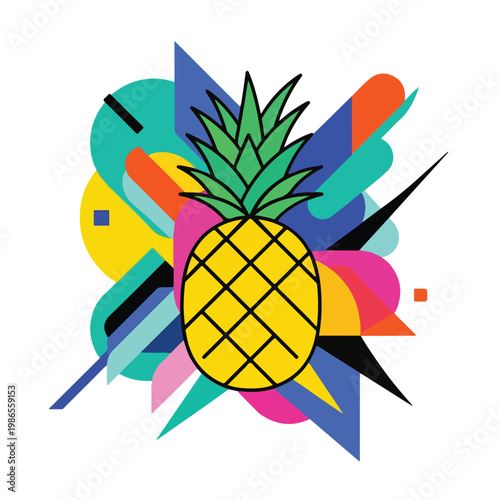 A colorful abstract illustration of a pineapple
