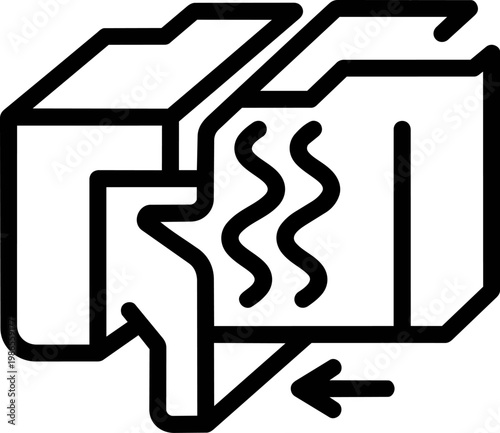 Takeout food box with steam illustration.