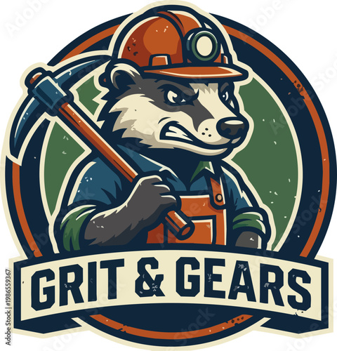 Beaver Construction Mascot With Hammer Tools.