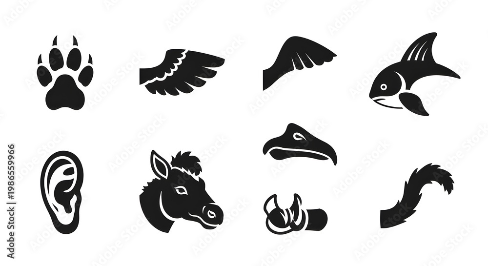Obraz premium set of black silhouettes of animals