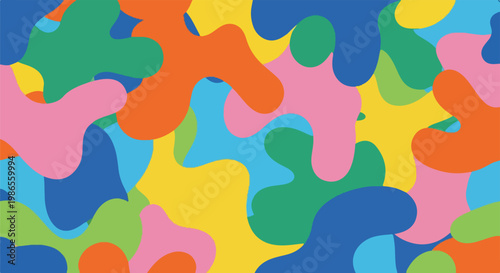 A colorful abstract image with irregular shapes