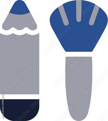 Modern Flat Cosmetic Pencil and Brush Beauty Accessories Item Icon